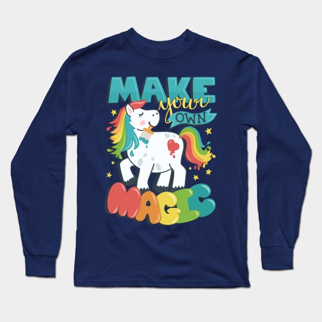 Make Your Own Magic - Rainbow Pony Long Sleeve T-Shirt by sixhours